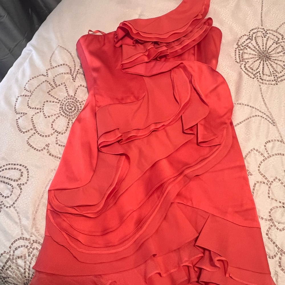 BCBG MAXAZRIA Coral One-shoulder Sexy Party Dress (size 6)